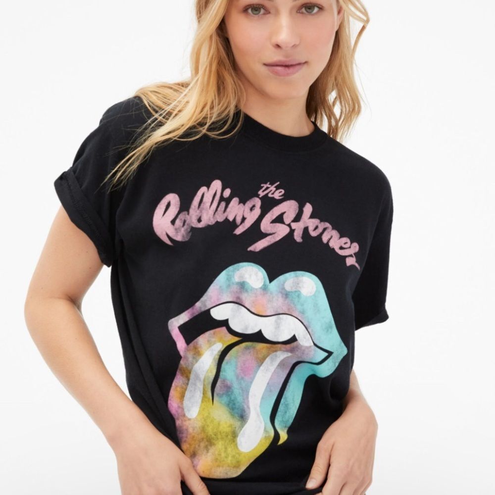 The Rolling Stone black tie dye short sleeve graphic tee  t-shirt